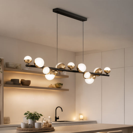 Aurion 29W Acrylic LED Hanging Chandelier with Remote Control, Dimmable, Black Gold, Metal and Acrylic