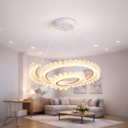 LED Chandelier LT188WH, Crystal and Metal, 40W, Dimmable, Adjustable Height, Cold/Warm/Neutral Light, Luxurious Lighting