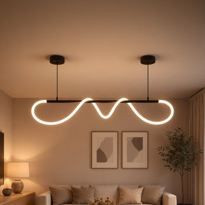 DIVINO LED Chandelier with Flexible Silicone Tube - 24W, Adjustable Light, Matt Black