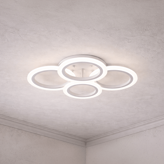 LED chandelier with remote control BETTY 43W, 4 Circles, Cold/Warm/Neutral light, Dimmable, White