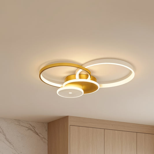 LED chandelier with remote control KILLIAN 80W, 4 Circles, Cold/Warm/Neutral light, Dimmable, Gold