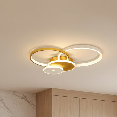 LED chandelier with remote control KILLIAN 80W, 4 Circles, Cold/Warm/Neutral light, Dimmable, Gold