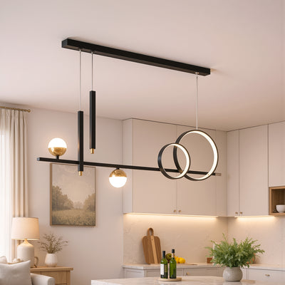 Suspended LED chandelier with remote control DAMARA 44W, Cold/Warm/Neutral light, Dimmable, Black, Height Adjustable