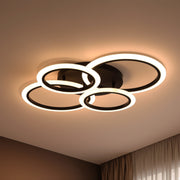 LED chandelier with remote control BETTY 44W, 4 Circles, Cold/Warm/Neutral light, Dimmable, Black