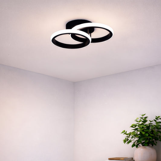 LED Chandelier VERTEX CIRCULA 21W, 2 Circles, Metal Frames, Cold/Warm/Neutral Light 3000K/4000K/6000K, Black, Metal