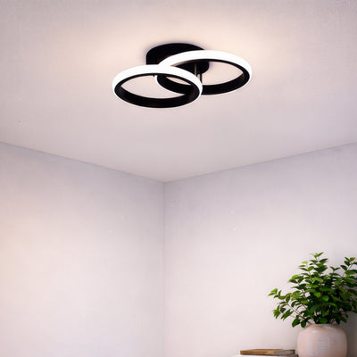 LED Chandelier VERTEX CIRCULA 21W, 2 Circles, Metal Frames, Cold/Warm/Neutral Light 3000K/4000K/6000K, Black, Metal