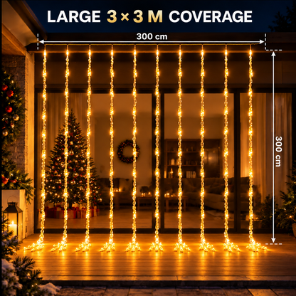 Rain Type Christmas Installation, Warm Light, 300 x 300cm, 320 LEDs