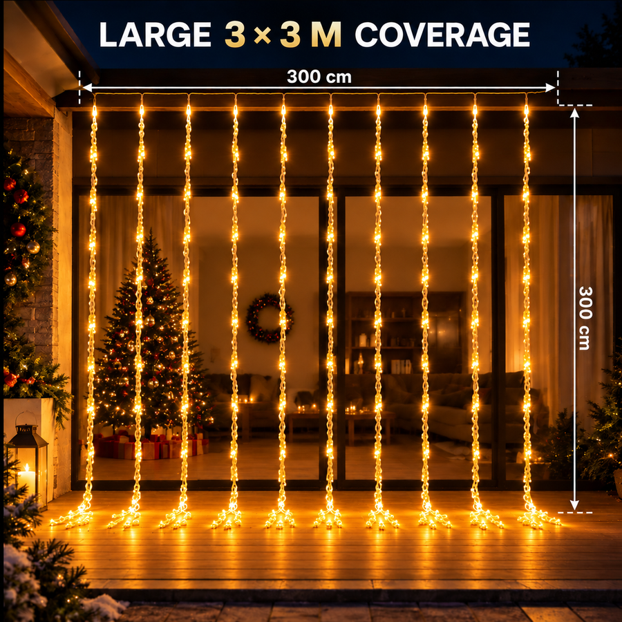 Rain Type Christmas Installation, Warm Light, 300 x 300cm, 320 LEDs