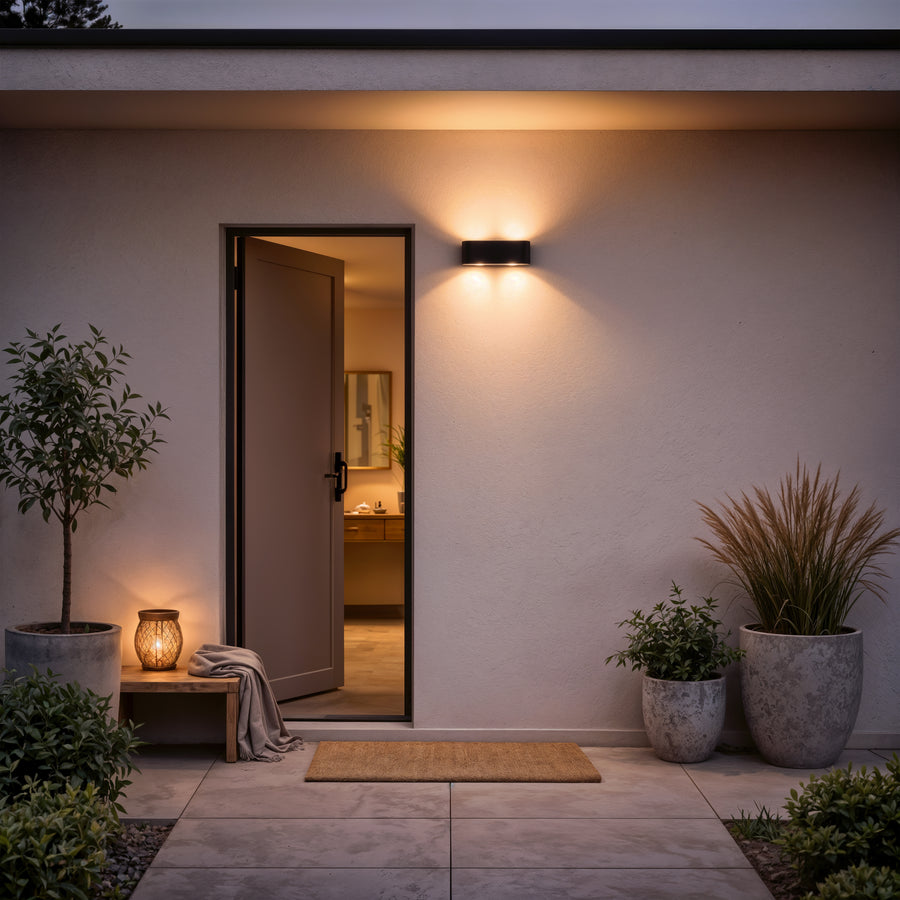Ellis Exterior LED Wall Light, 6W, 6 Light Sources, Warm Light, Black