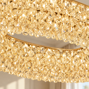 Modern Crystal Chandelier, Remote Control, PRUGU, 65W, Warm/Neutral/Cold Light, Length 35 cm, Gold, Adjustable Height