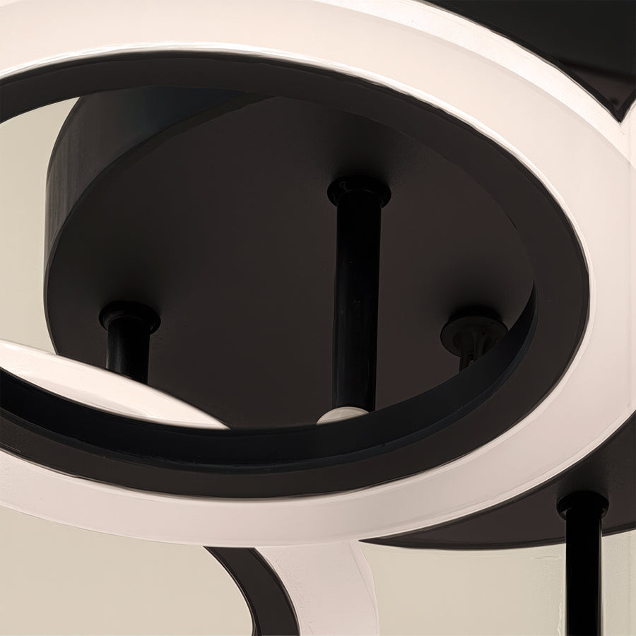 LED chandelier with remote control BETTY 44W, 4 Circles, Cold/Warm/Neutral light, Dimmable, Black