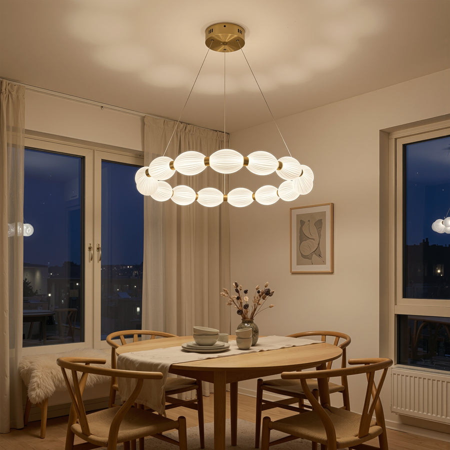 FAUSTO II suspended LED chandelier, 42W, Cold/Warm/Neutral light, Adjustable height, Gold