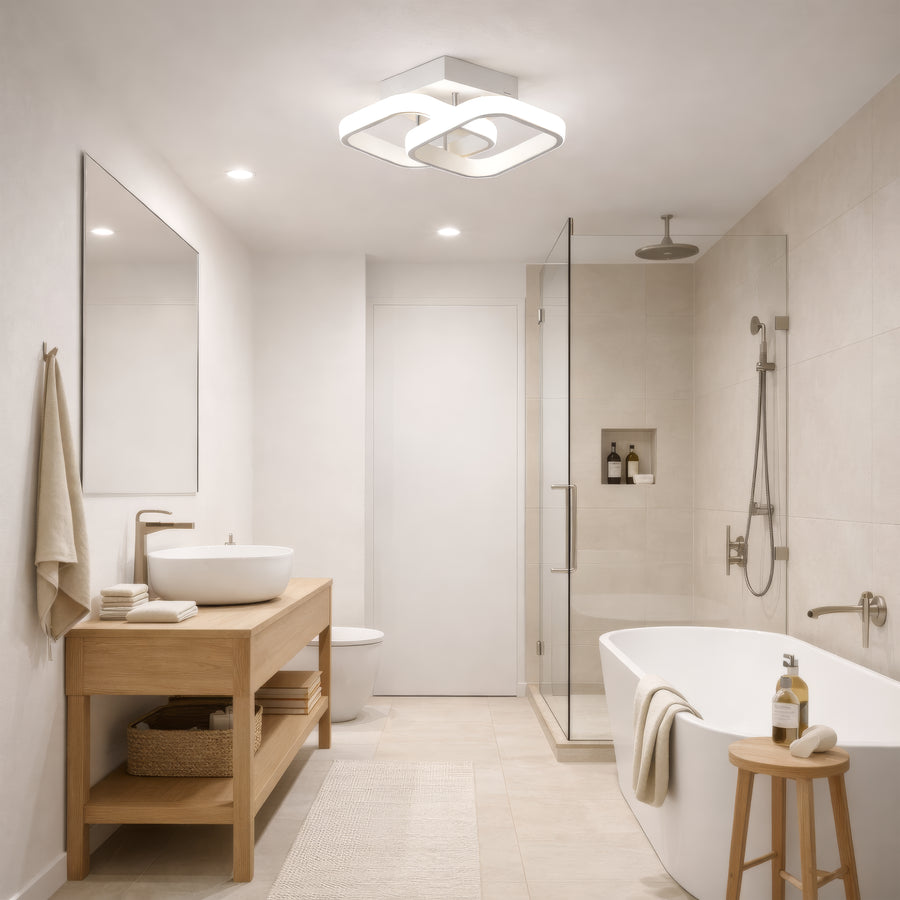 VERTEX Matrix LED Chandelier, Overlapping Diamonds, Metal Frames, 11W, 2 Diamonds, Cold/Warm/Neutral Light 3000K/4000K/6000K, White