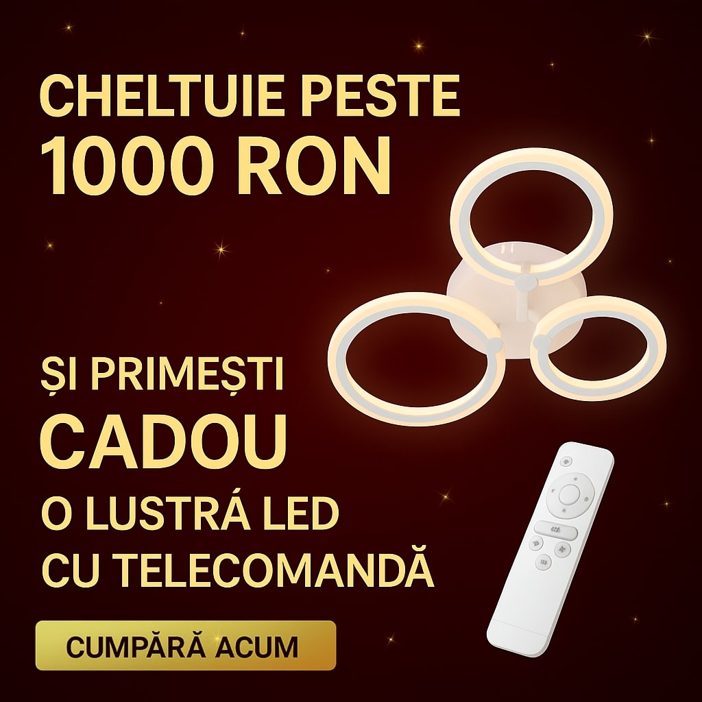 cadou 1000 ron lustra led cerc cu telecomanda