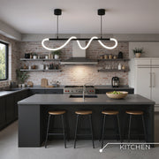 DIVINO LED Chandelier with Flexible Silicone Tube - 24W, Adjustable Light, Matt Black