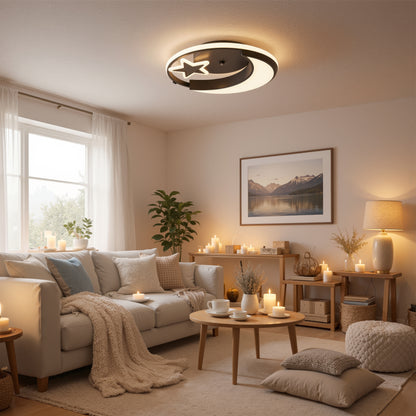 LED chandelier with remote control ALYONA 44W, Moon and Star, Cold/Warm/Neutral light, Dimmable, Black