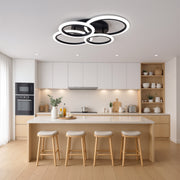 LED chandelier with remote control BETTY 44W, 4 Circles, Cold/Warm/Neutral light, Dimmable, Black