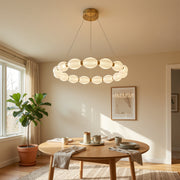 FAUSTO II suspended LED chandelier, 42W, Cold/Warm/Neutral light, Adjustable height, Gold