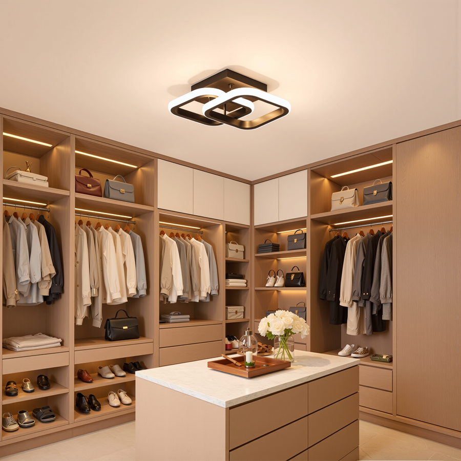 VERTEX Matrix LED Chandelier Overlapping Rhombuses, Metal Frames, 24W, 2 Rhombuses, Cold/Warm/Neutral Light 3000K/4000K/6000K, Black, Metal and Silicon