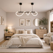 DIVINO LED Chandelier with Flexible Silicone Tube - 24W, Adjustable Light, Matt Black