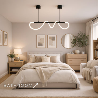 DIVINO LED Chandelier with Flexible Silicone Tube - 24W, Adjustable Light, Matt Black