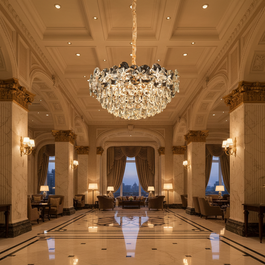 Crystal Chandelier JARDIN Eleganza 9xE14, Diameter 50cm, Height 30cm, Shiny Gold, Adjustable Height, Elegant Design Crystal Chandeliers Default Title Alessandro Design