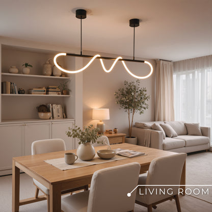 DIVINO LED Chandelier with Flexible Silicone Tube - 24W, Adjustable Light, Matt Black