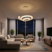 LED Chandelier LT188WH, Crystal and Metal, 40W, Dimmable, Adjustable Height, Cold/Warm/Neutral Light, Luxurious Lighting