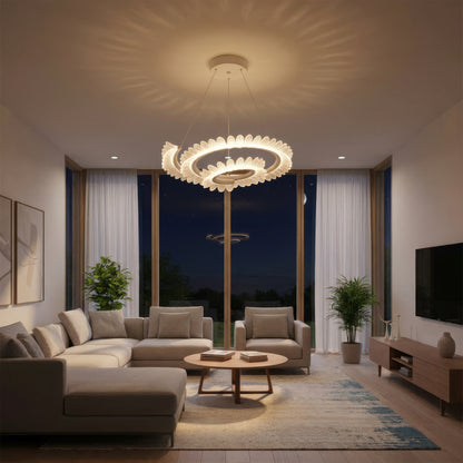 LED Chandelier LT188WH, Crystal and Metal, 40W, Dimmable, Adjustable Height, Cold/Warm/Neutral Light, Luxurious Lighting