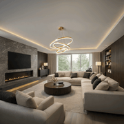 Suspended LED chandelier with remote control ELIZABETH, 85W, 3 Circles, Cold/Warm/Neutral light, Dimmable, Shiny Gold, Adjustable Height