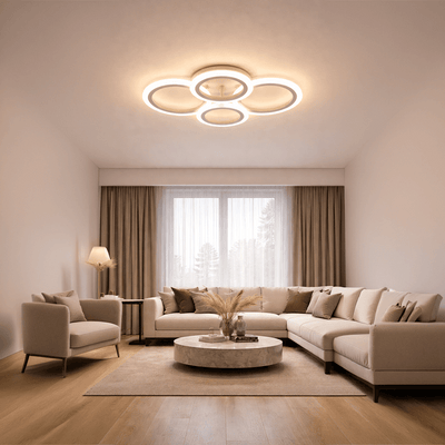 LED chandelier with remote control BETTY 43W, 4 Circles, Cold/Warm/Neutral light, Dimmable, White
