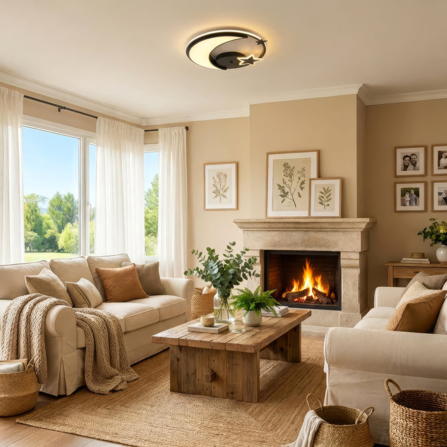 LED chandelier with remote control ALYONA 44W, Moon and Star, Cold/Warm/Neutral light, Dimmable, Black