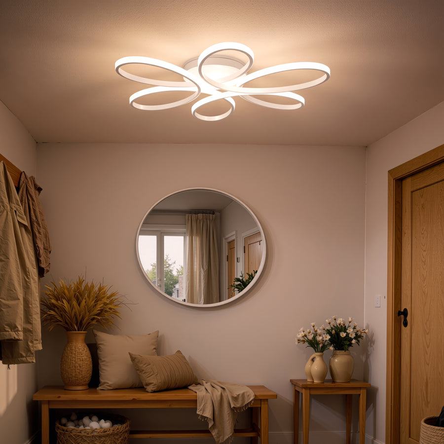 LED chandelier with remote control ELIZA, 63W, Cold/Warm/Neutral light, Dimmable, White