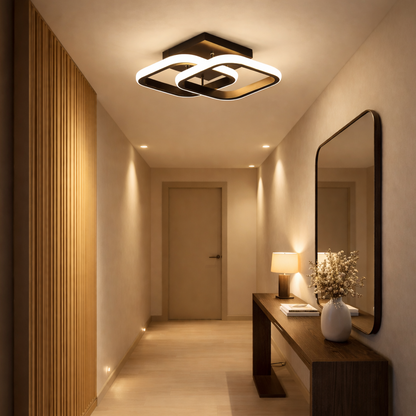 VERTEX Matrix LED Chandelier Overlapping Rhombuses, Metal Frames, 24W, 2 Rhombuses, Cold/Warm/Neutral Light 3000K/4000K/6000K, Black, Metal and Silicon