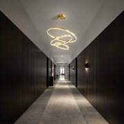 Suspended LED chandelier with remote control ELIZABETH, 85W, 3 Circles, Cold/Warm/Neutral light, Dimmable, Shiny Gold, Adjustable Height