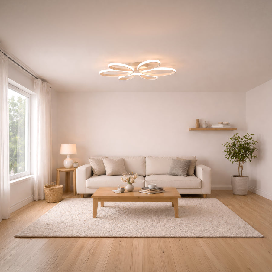 LED chandelier with remote control ELIZA, 63W, Cold/Warm/Neutral light, Dimmable, White