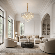 Crystal Chandelier WINDSOR Elegance 8x E14, Diameter 39cm, Shiny Gold, Adjustable Height, Metal and Crystal