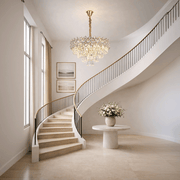 Crystal Chandelier WINDSOR Elegance 8x E14, Diameter 39cm, Shiny Gold, Adjustable Height, Metal and Crystal