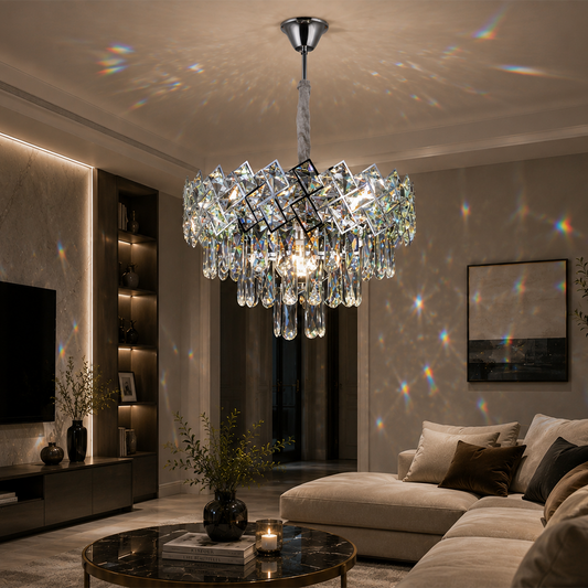 Crystal Chandelier WINDSOR Nobile 5xE14, Diameter 39cm, Shiny Chrome, Adjustable Height
