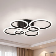 LED chandelier with remote control BETTY 82W, 6 Circles, Cold/Warm/Neutral light, Dimmable, Black