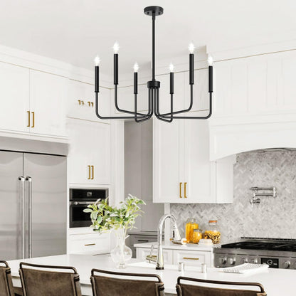 AVANT Metallic Chandelier, Pendant type with arms, Round, 6xE14, Black
