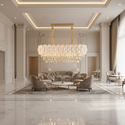 Candelabru Cristal PETAL Regalis 12xE14, 80x30 cm, Auriu, Inaltime Reglabila, Metal si Cristal