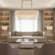 Candelabru Cristal PETAL Regalis 12xE14, 80x30 cm, Auriu, Inaltime Reglabila, Metal si Cristal