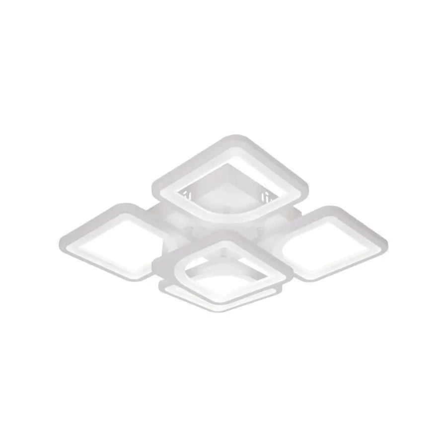 LED Chandelier with Remote Control, ZOE, 5 Squares, 96W, Cold/Warm/Neutral Light, Dimmable, White 