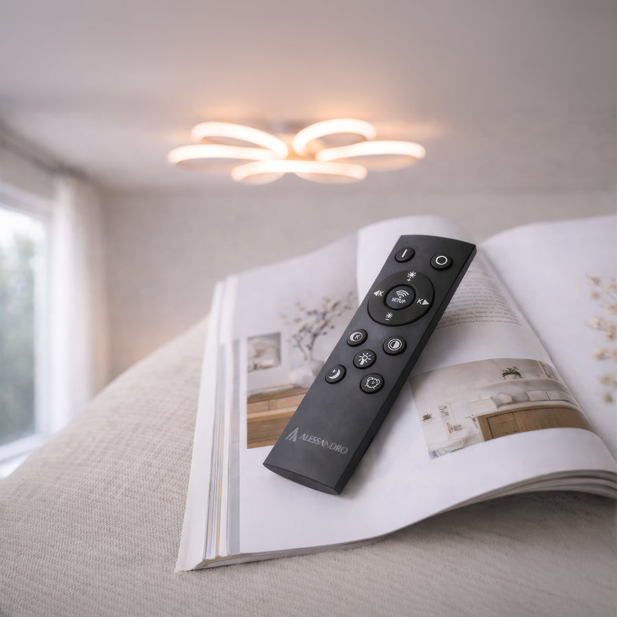 LED chandelier with remote control ELIZA, 63W, Cold/Warm/Neutral light, Dimmable, White