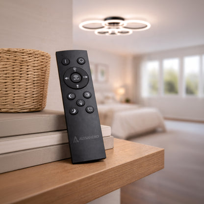 LED chandelier with remote control BETTY 82W, 6 Circles, Cold/Warm/Neutral light, Dimmable, Black