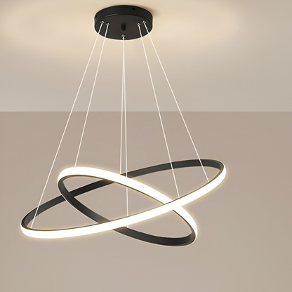 LED chandelier with ricci remote control, 25W, 2 circles, cold/hot/neutral light, unstable, black