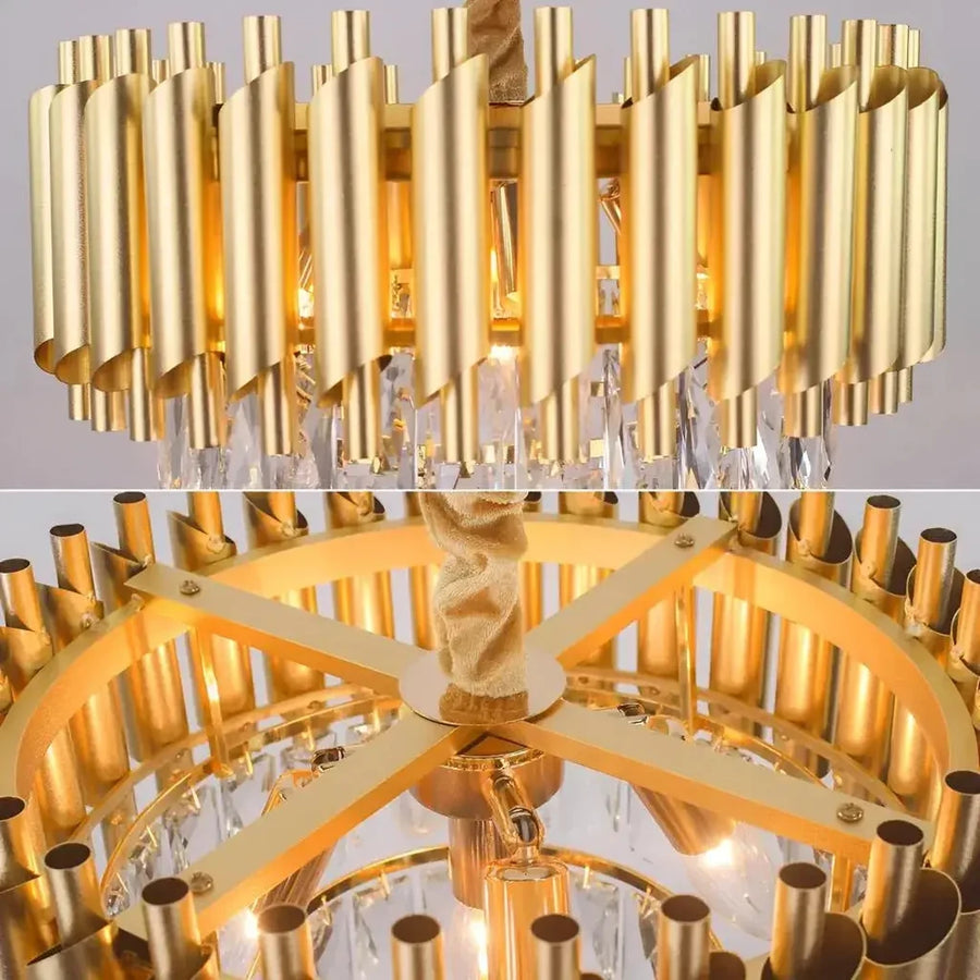 VERSAILLES Nobile Crystal Chandelier 5xE14, Diameter 40cm, Gold, Adjustable Height