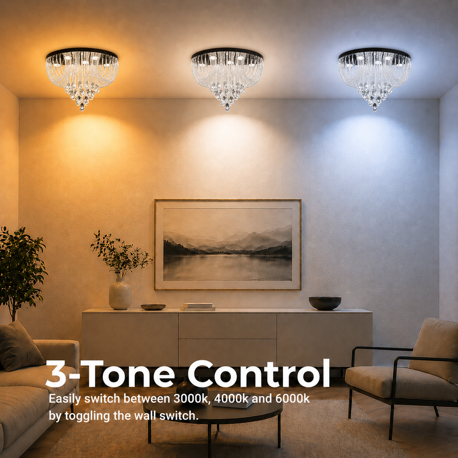 MAGE Crystal LED Chandelier Nobile, 22W, Warm/Neutral/Cold Light, Diameter 40cm, Shiny Chrome