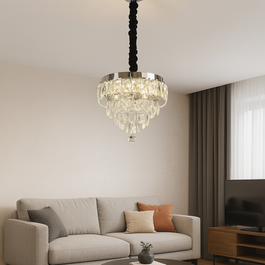 Crystal LED Chandelier with Remote Control Axel 26W Dimmable Silver 